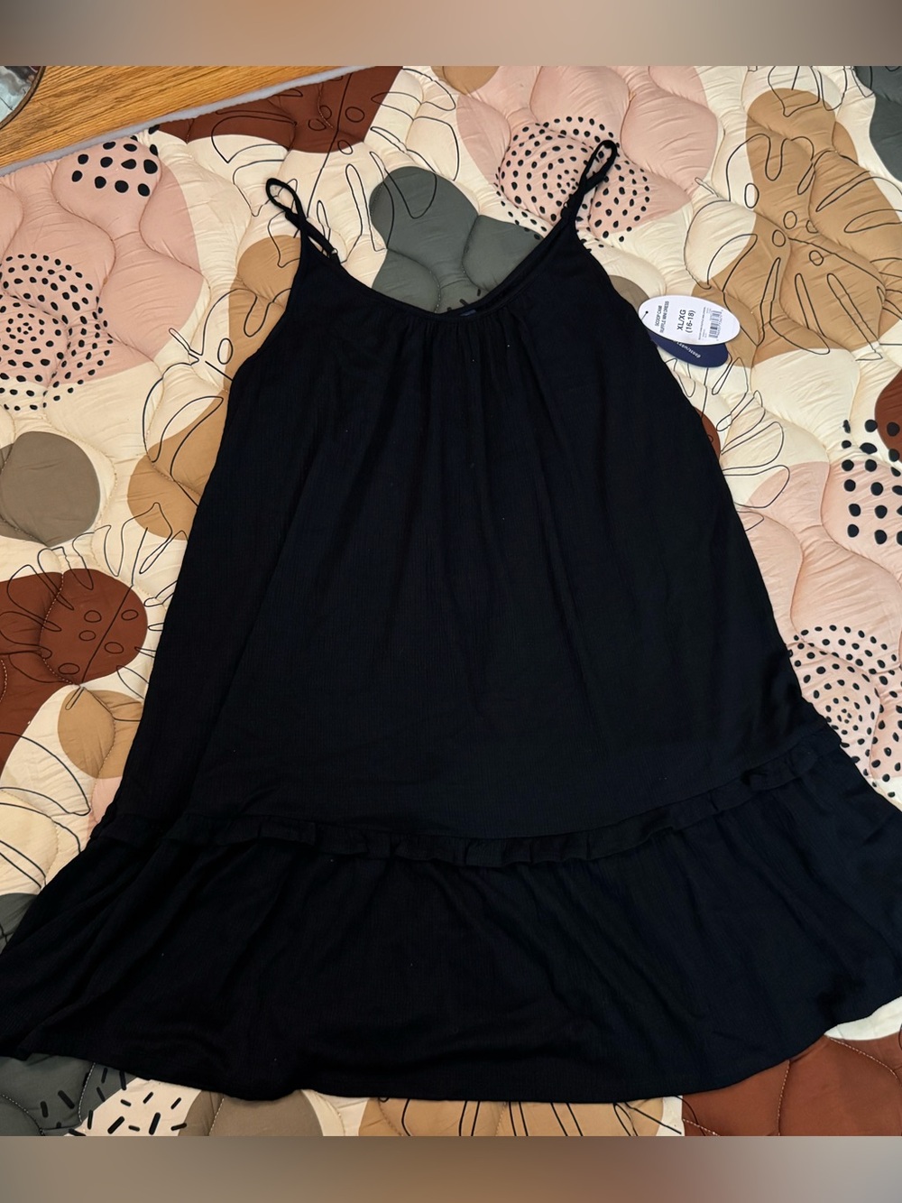 Scoop NYC Black Spaghetti-Strap Ruffle-Hem Dress